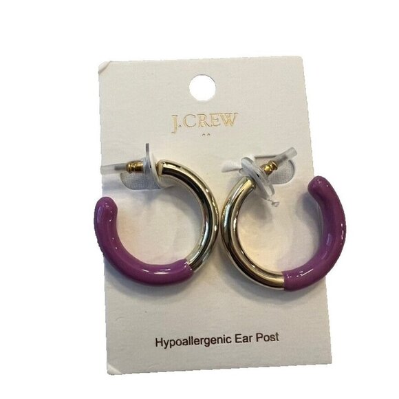 J. Crew Factory Jewelry - J.Crew Womens Enamel Hoop Earrings Purple BR970